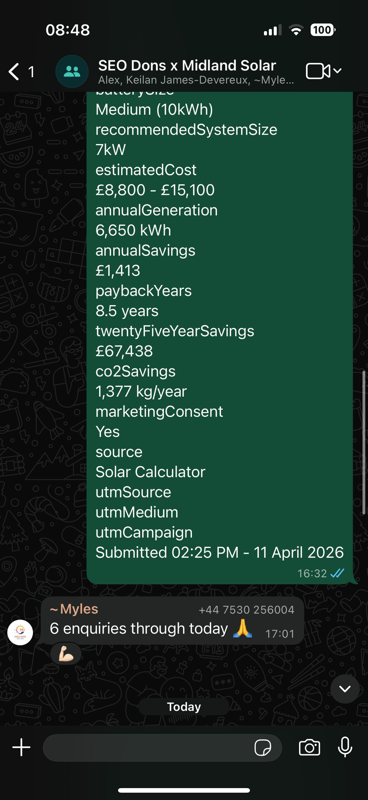 Midland Solar — raw client message proof