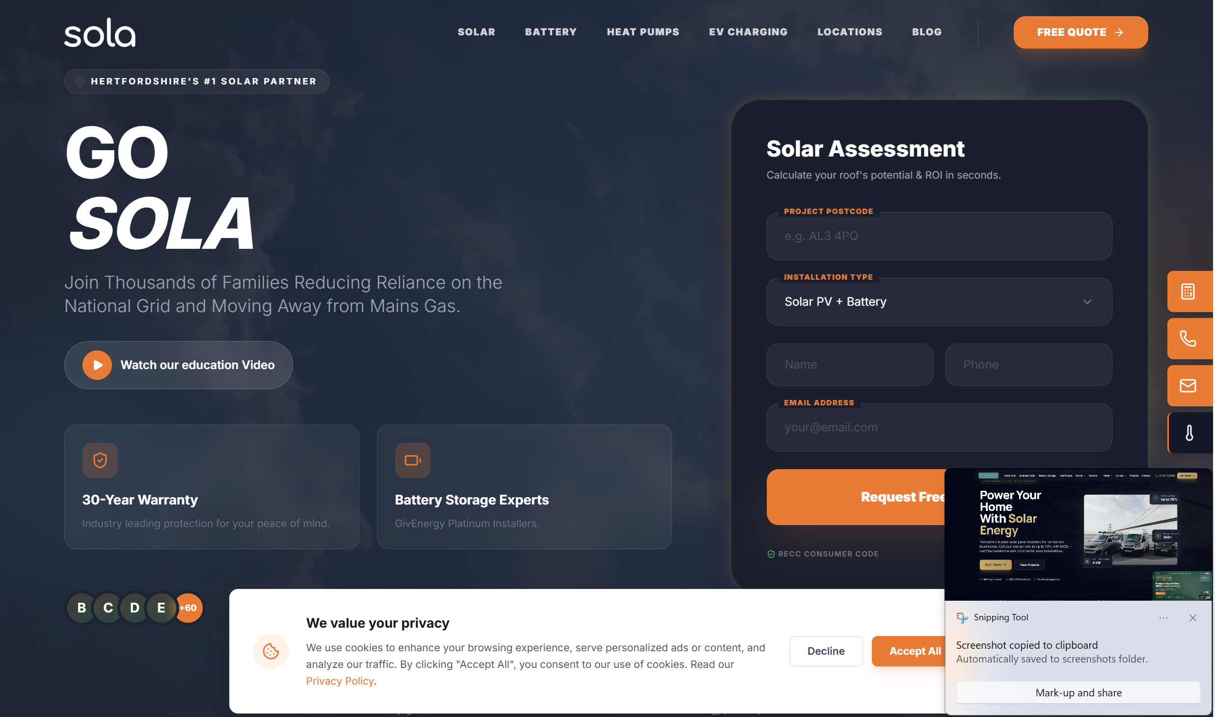 YEERS — YEERS website — programmatic Yorkshire location coverage